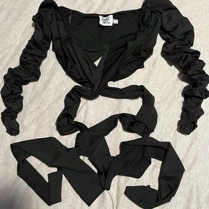 Princess Polly Black Longsleeve Crop top *ties*